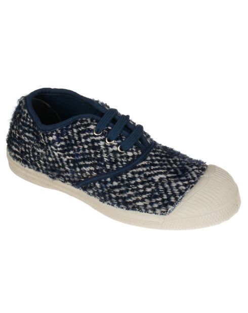 Tennis basses Girly Tweed lacets bleues